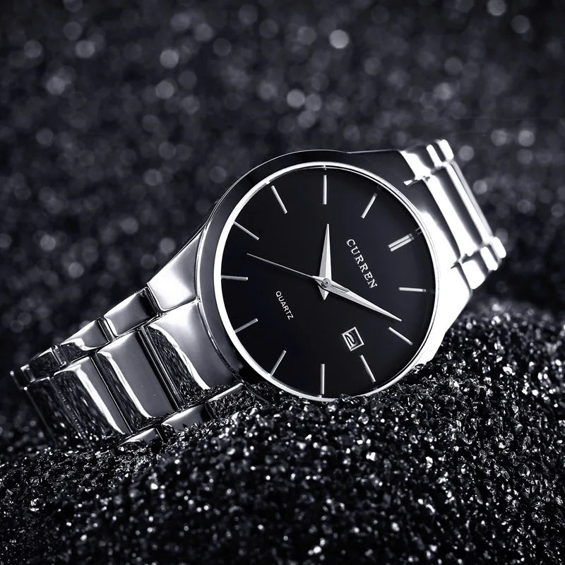 Men's Waterproof Quartz Watch with Steel Strap - Business & Casual