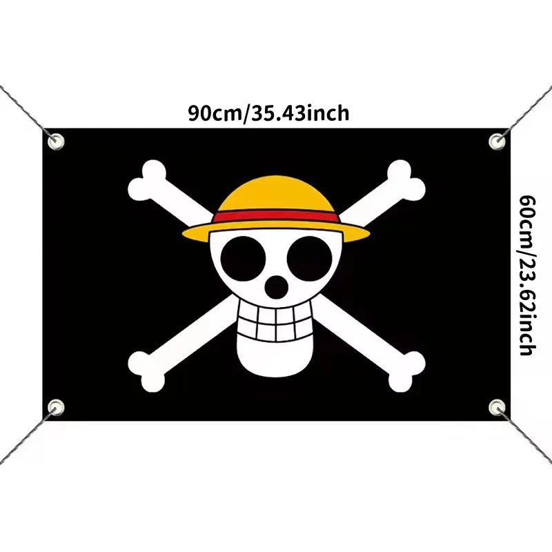 Anime One Piece Luffy Straw Hat Pirate Flag Wall Banner for Room Decor & Parties 60x90cm