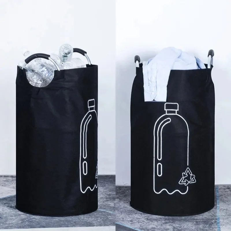 Large Capacity Folding Storage Basket with Aluminum Handle for Waste Bottles