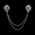 Men's Tassel Brooch Pin Crystal Cross Chain Lapel Pin Wedding Accessories