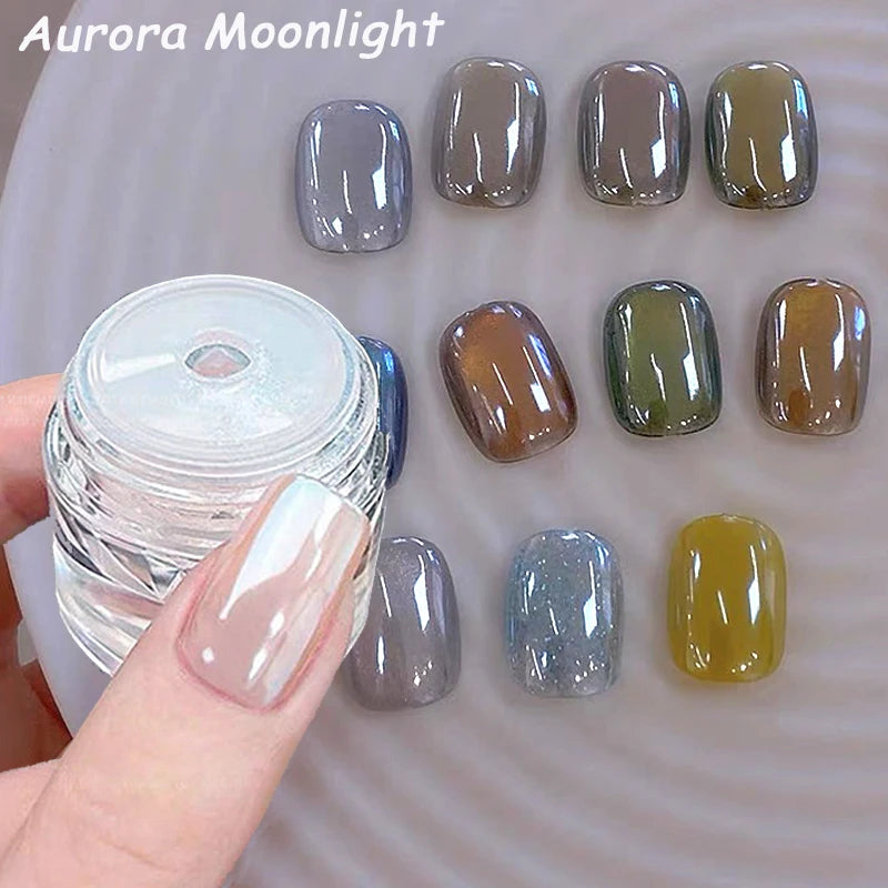 High-Gloss Aurora Chrome Nail Powder - Glitter Pigment for Nails