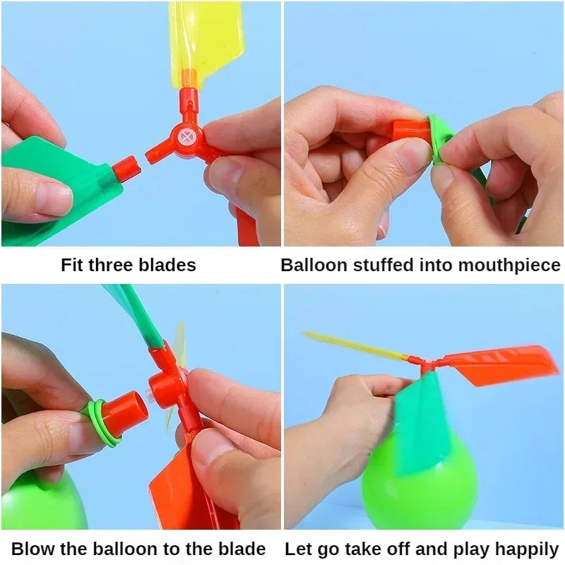 Kids Flying Helicopter Toy with Balloons and Wings - Creative Outdoor Play for Children