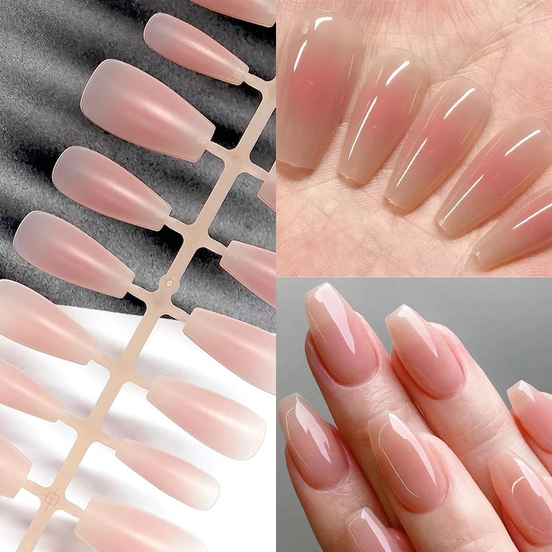 30Pcs Nude Color Fake Nail Sets - Press On Full Cover Nail Tips for Manicure