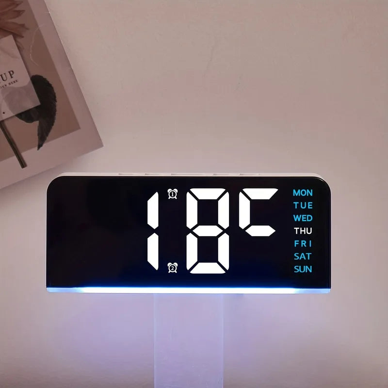 Digital Alarm Clock with Atmosphere Light & Date Display - USB Powered, Adjustable Brightness