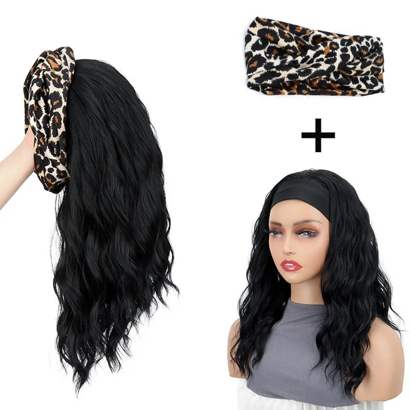 Women's Curly Short Wavy Hairband Wig Heat-Resistant Fiber Synthetic Hair