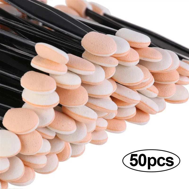 Disposable Eyeshadow Applicator Set - Double End Sponge Makeup Brushes, Portable, Bulk 30/50 Pcs