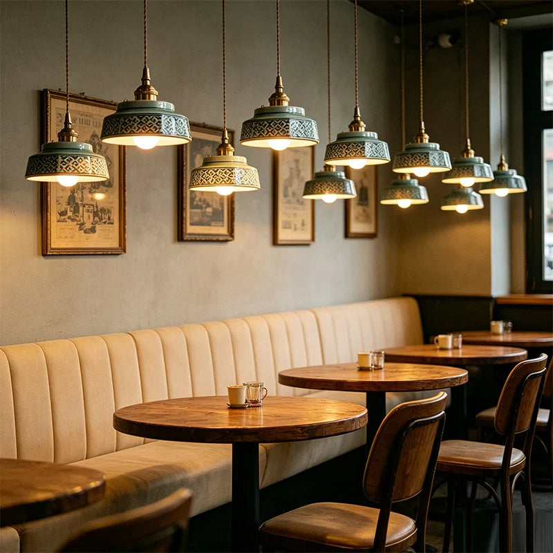 Retro Pendant Lamp E27 LED Hanging Light for Restaurant Balcony Dining Room