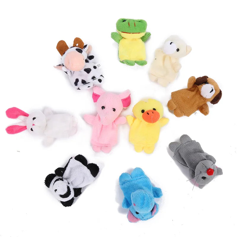 Kids Cartoon Hand Puppet Set - Plush Finger Dolls for Early Education & Play