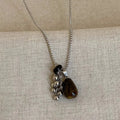 Irregular Tiger Eye Stone Pendant Necklace for Women Long Chain Jewelry