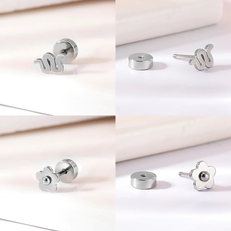Gold Plated Star Heart Stud Earrings for Women Girls Jewelry Gift