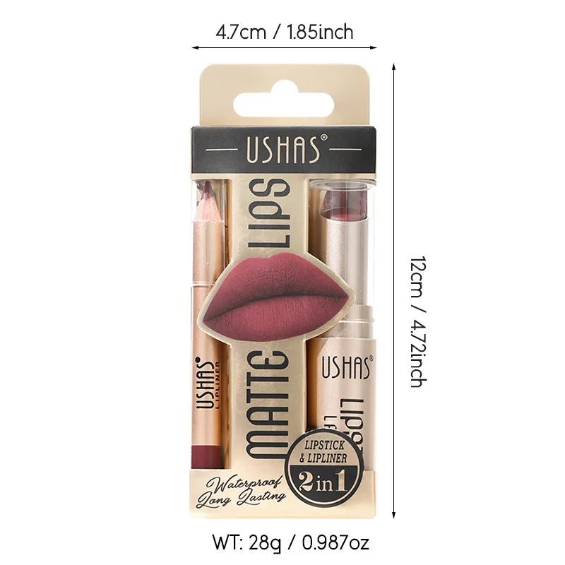 Matte Lipstick Set with Lip Liners – Long-Lasting Waterproof Lip Makeup Kit
