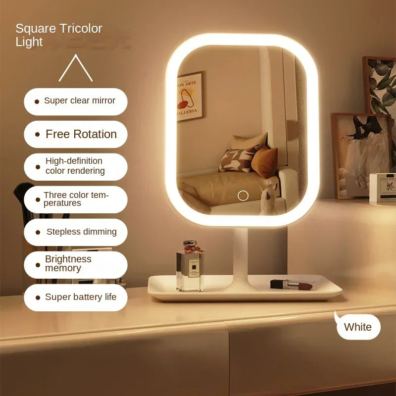 Rechargeable Dimmable LED Vanity Mirror with Touch Control - Portable Cosmetic Light for Home & Travel