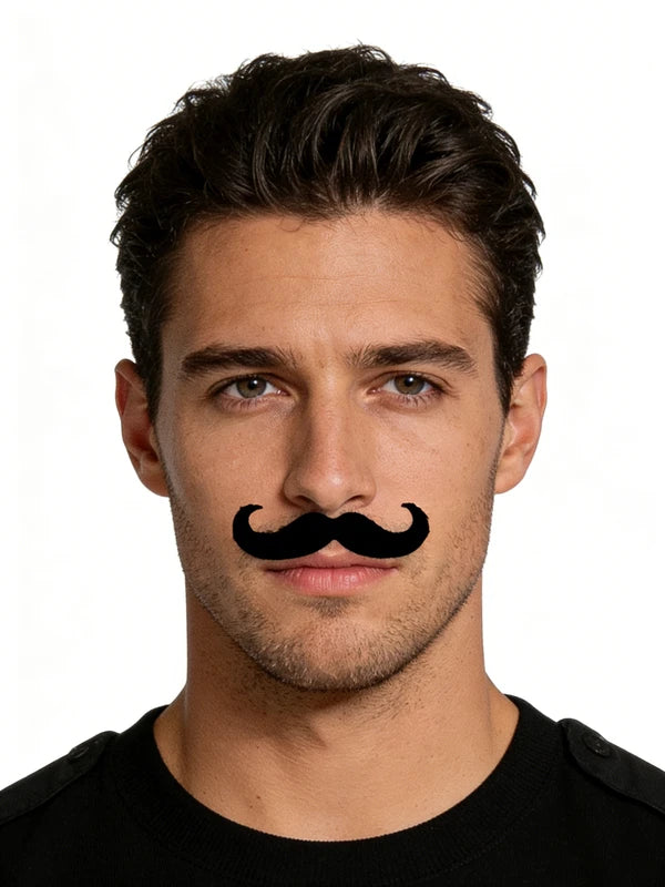 Self-Adhesive Fake Mustache Set - 4 Classic Handlebar Styles for Halloween & Parties