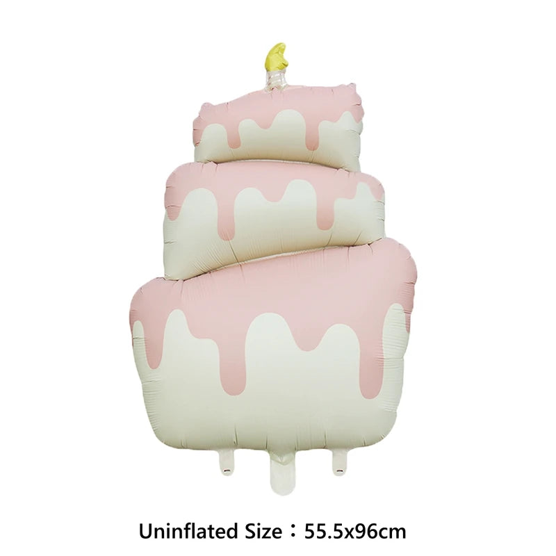 Large Birthday Cake Foil Balloons Cartoon Bear Kids Party Decorations Set