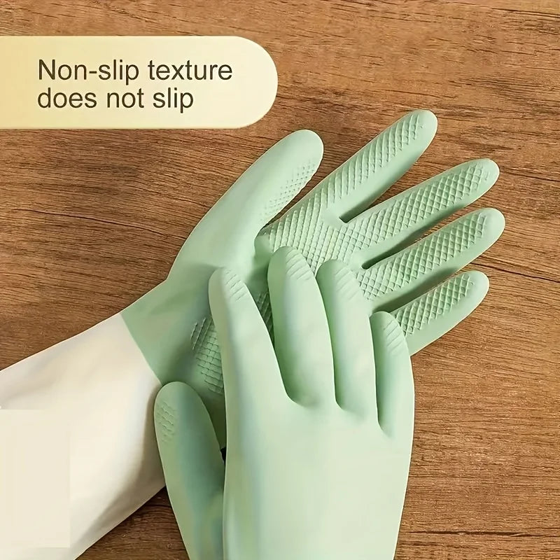 Waterproof Latex Kitchen Gloves with Non-Slip Grip - Household Cleaning