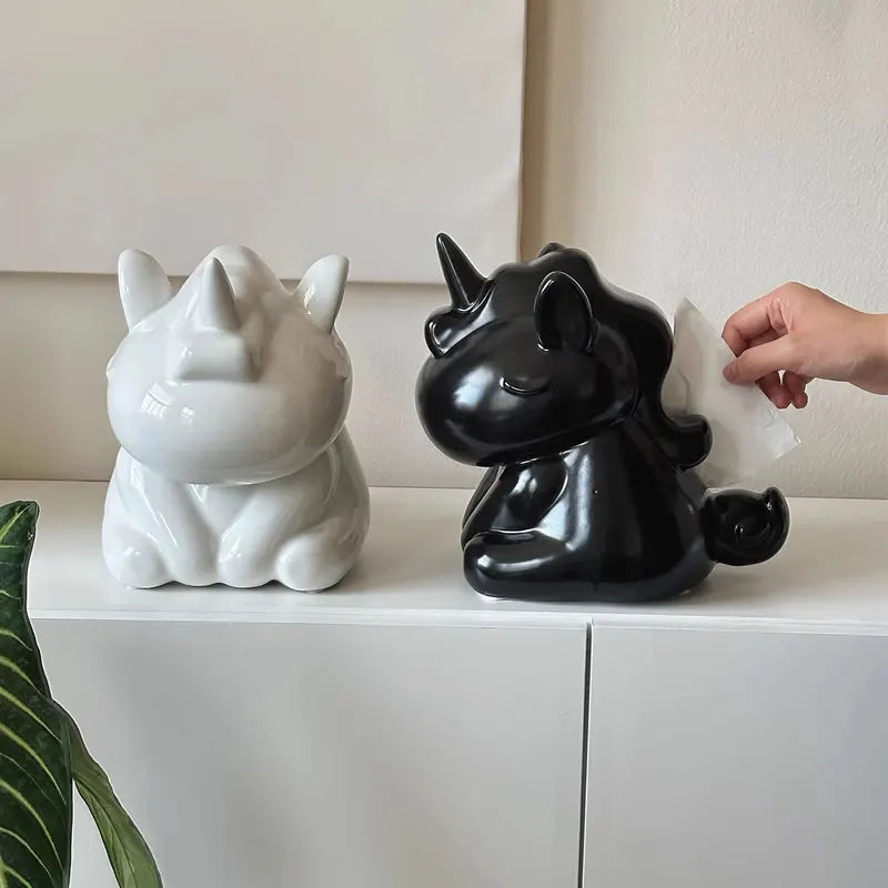 Ceramic Tissue Box Holder with Storage - Creative Home Decor for Living Room and Dining Table