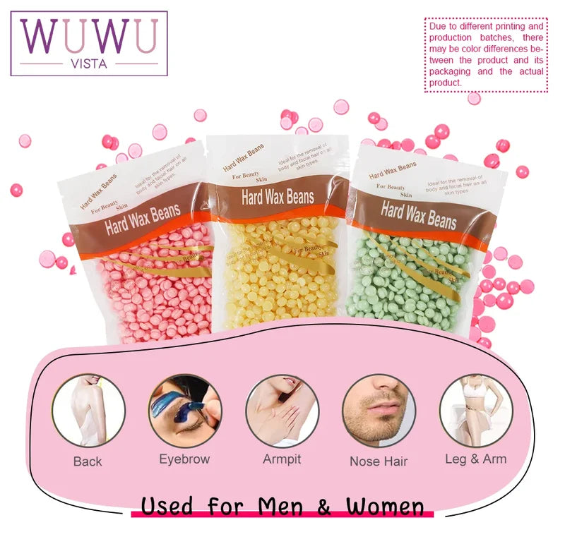 Hot Wax Hair Removal Beans - Painless Body & Facial Waxing, All Colors