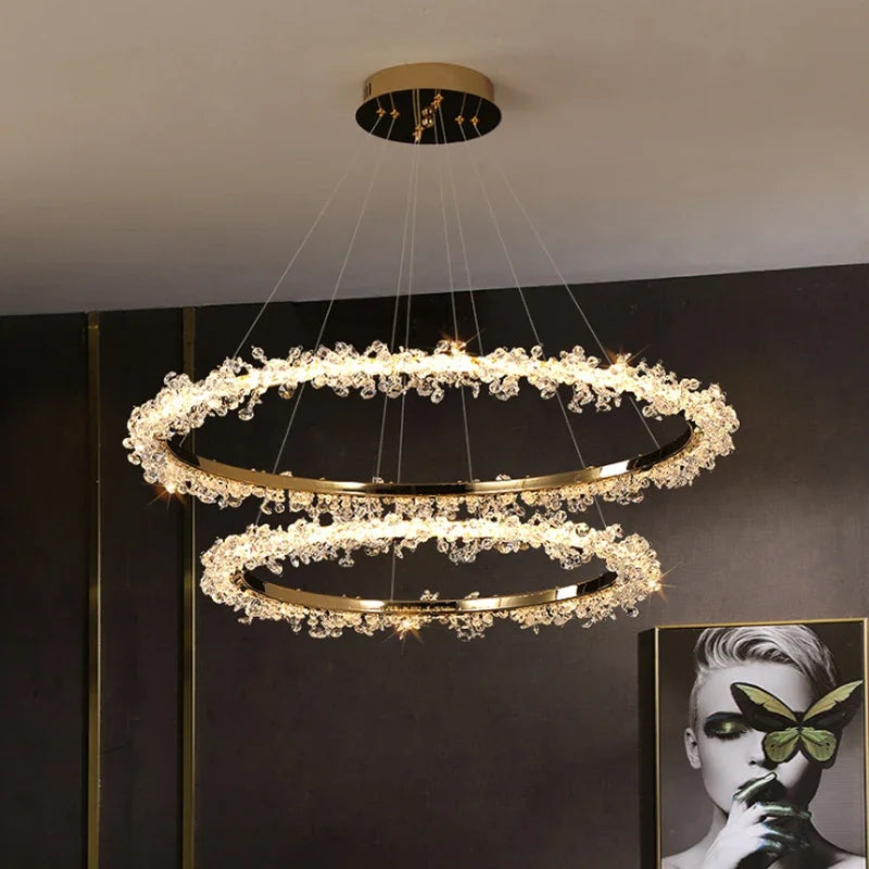 Modern Crystal Pendant Light Fixture for Living Room & Bedroom