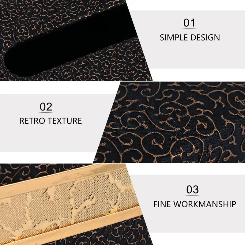 Vintage Chinese Style Cloud Gold Pattern Tissue Box - Wooden Napkin Holder for Home & Office