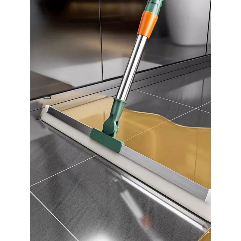 Silicone Floor & Glass Scraper Broom with Squeegee - Multi-Color Household Cleaning Tool