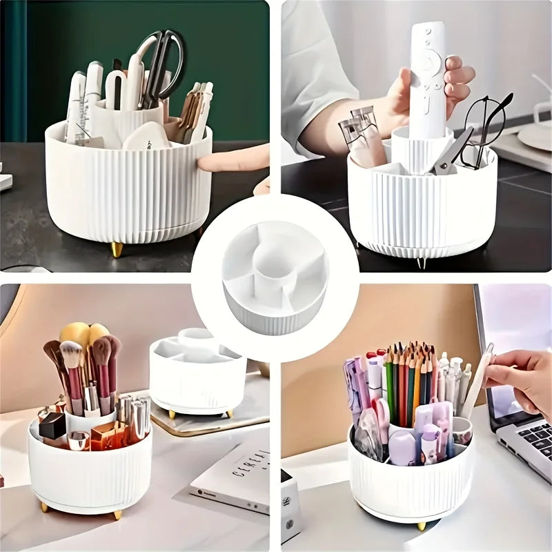 Rotating Makeup Storage Organizer Box for Brushes, Lipsticks & Skincare