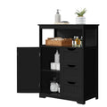 Freestanding Bathroom Storage Cabinet with Drawers & Adjustable Shelf - Black