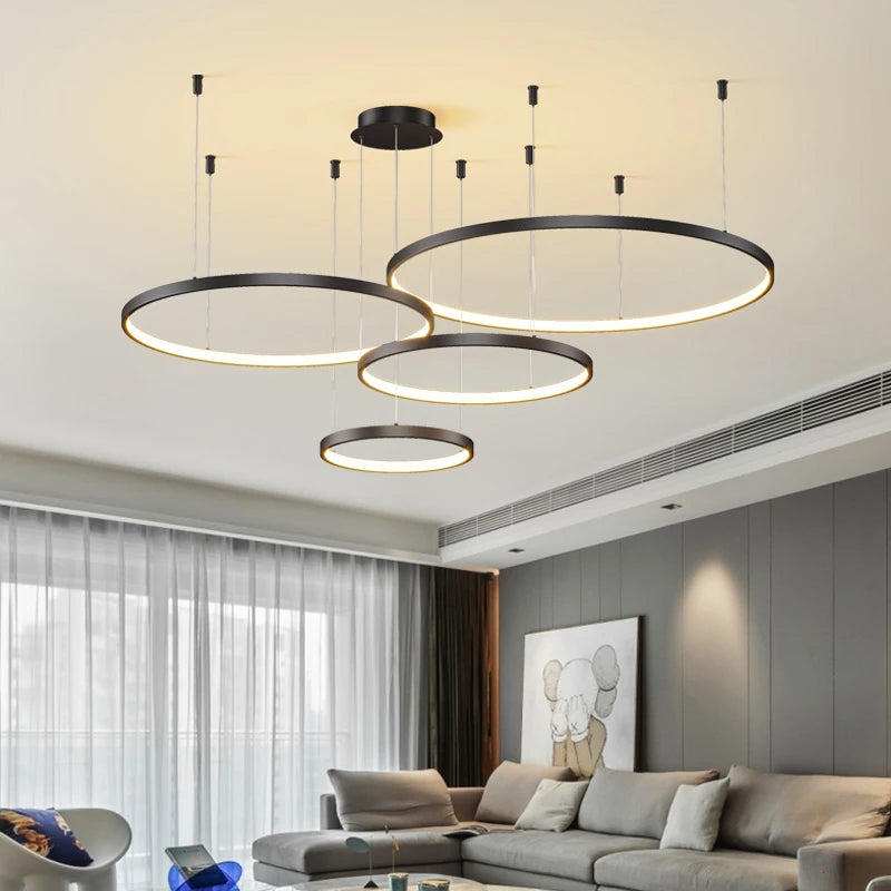 Modern Pendant LED Light for Living Room with Changeable Colors and Dimmable Brightness