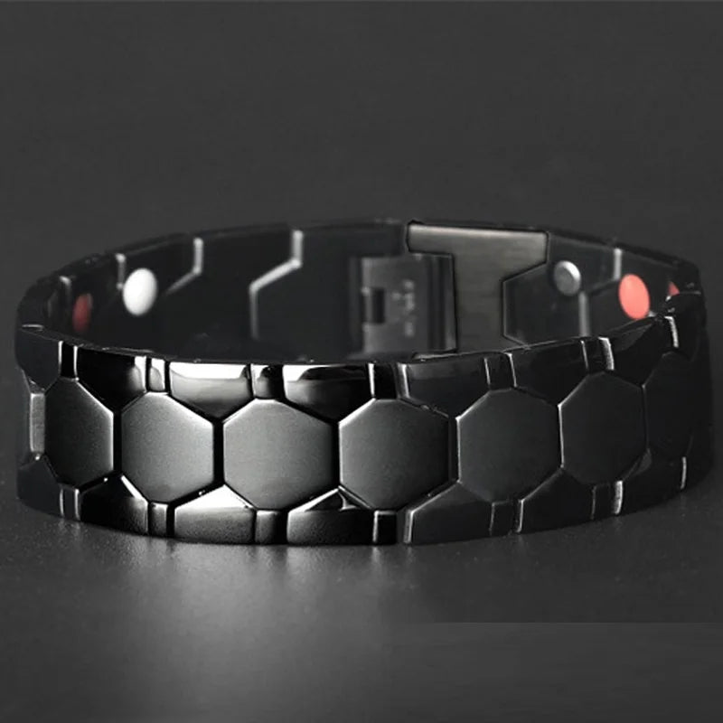 Men's Magnetic Hematite Beaded Therapy Bracelet - Anti-Fatigue & Healing Jewelry