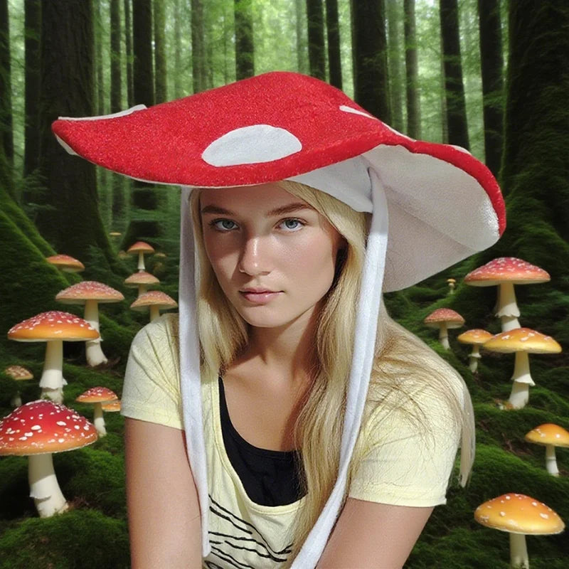 Funny Mushroom Hat for Festival Celebration Halloween Costume Rope Hat Spotted Mushroom