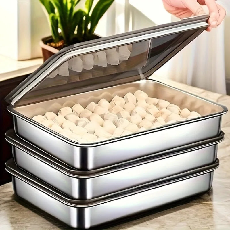 Pro Stainless Baking Trays Set with Lids - Non-Stick & Easy-Clean for Roasting Veggies & Meats