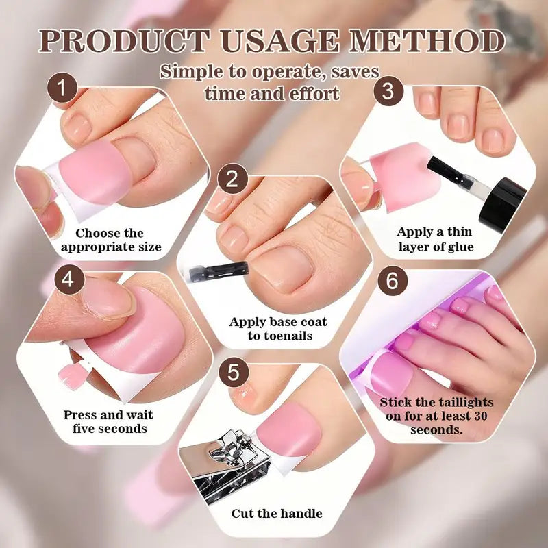 60Pcs Press-On Toe Nails Full Cover Artificial Fake Nail Tips for Women Menicure