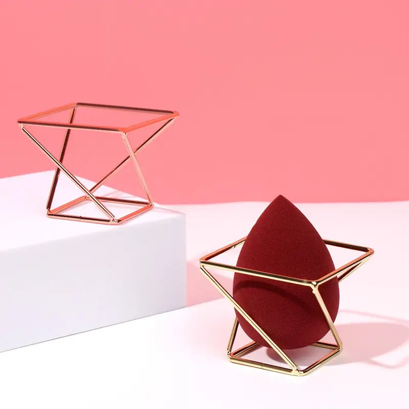 Metal Makeup Sponge Holder Rack with Brush Storage for Vanity or Bathroom