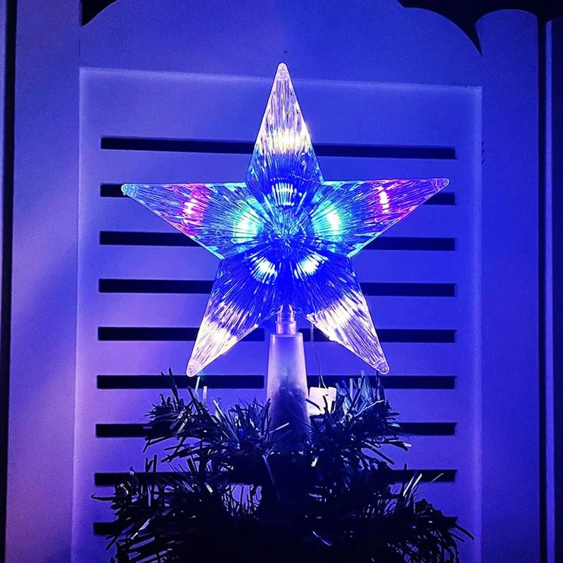 15cm LED Christmas Tree Top Star Light - Glowing Xmas Tree Decoration