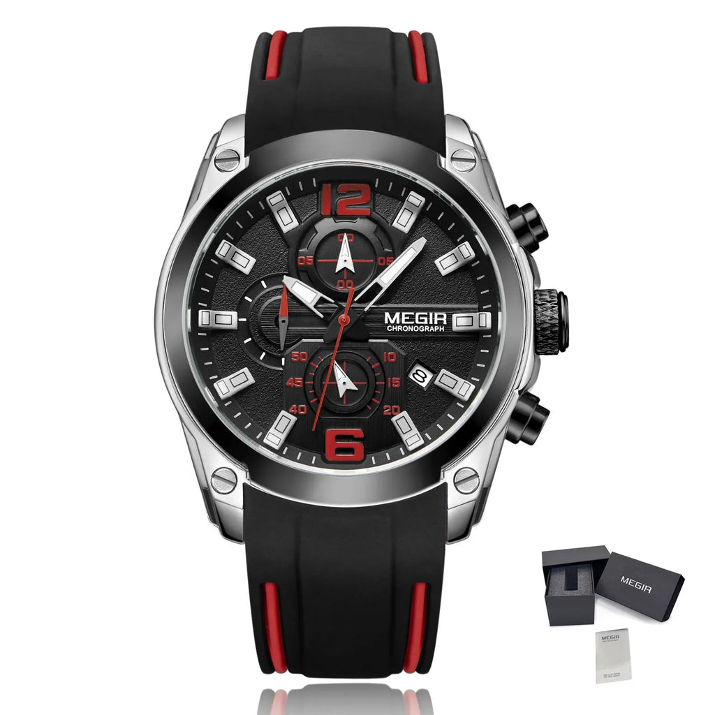 Men's Luxury Quartz Sport Watch with Waterproof Chronograph and Luminous Dial