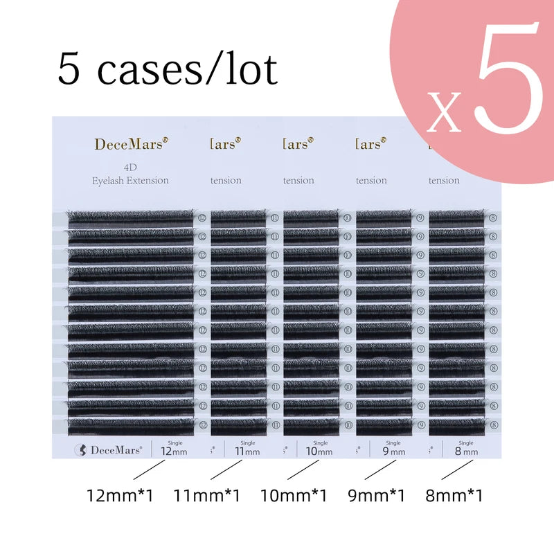 Eyelash Extension 5-Case Set - W Shaped 4D Lashes for Salon & Personal Use