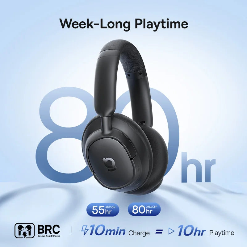 Wireless Noise Cancelling Headphones with Hi-Res Sound and 80H Playtime