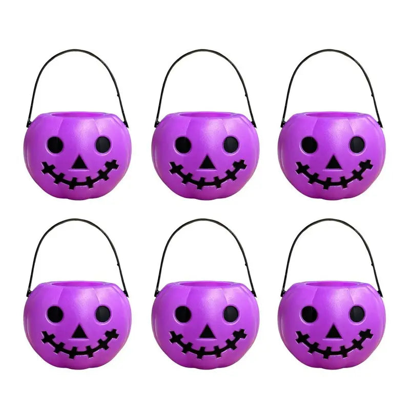 Halloween Pumpkin Jar Set with Lids - 6 Mini Lanterns & Baskets for Parties