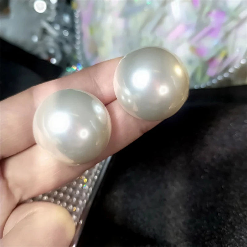 Big Imitation Pearl Stud Earrings - Minimalist Round Jewelry for Women