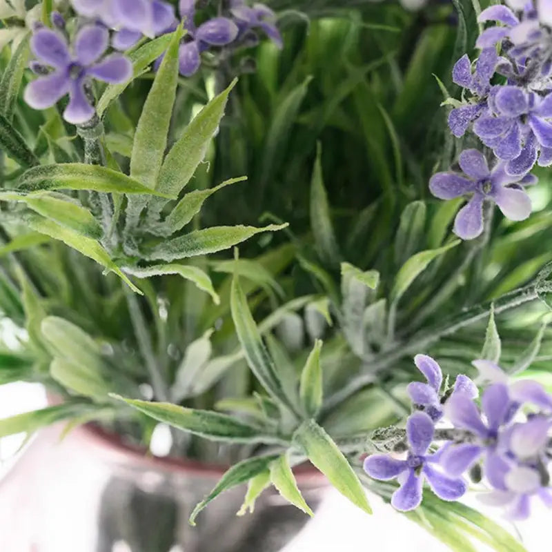 Artificial Lavender Flower Decoration Vivid Faux Flock Plant for Party & Home