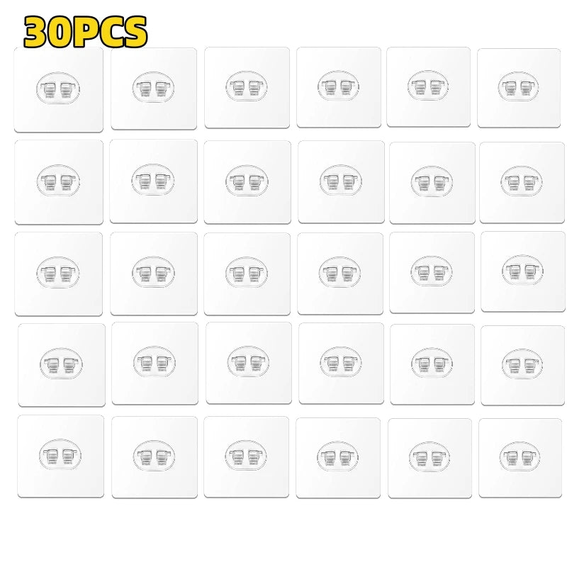 30 Pack Strong Adhesive Wall Hooks No Drilling Waterproof Bathroom Mounts
