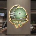 Creative Wall Clock with Decorative Lamp for Living Room & Restaurant Decor