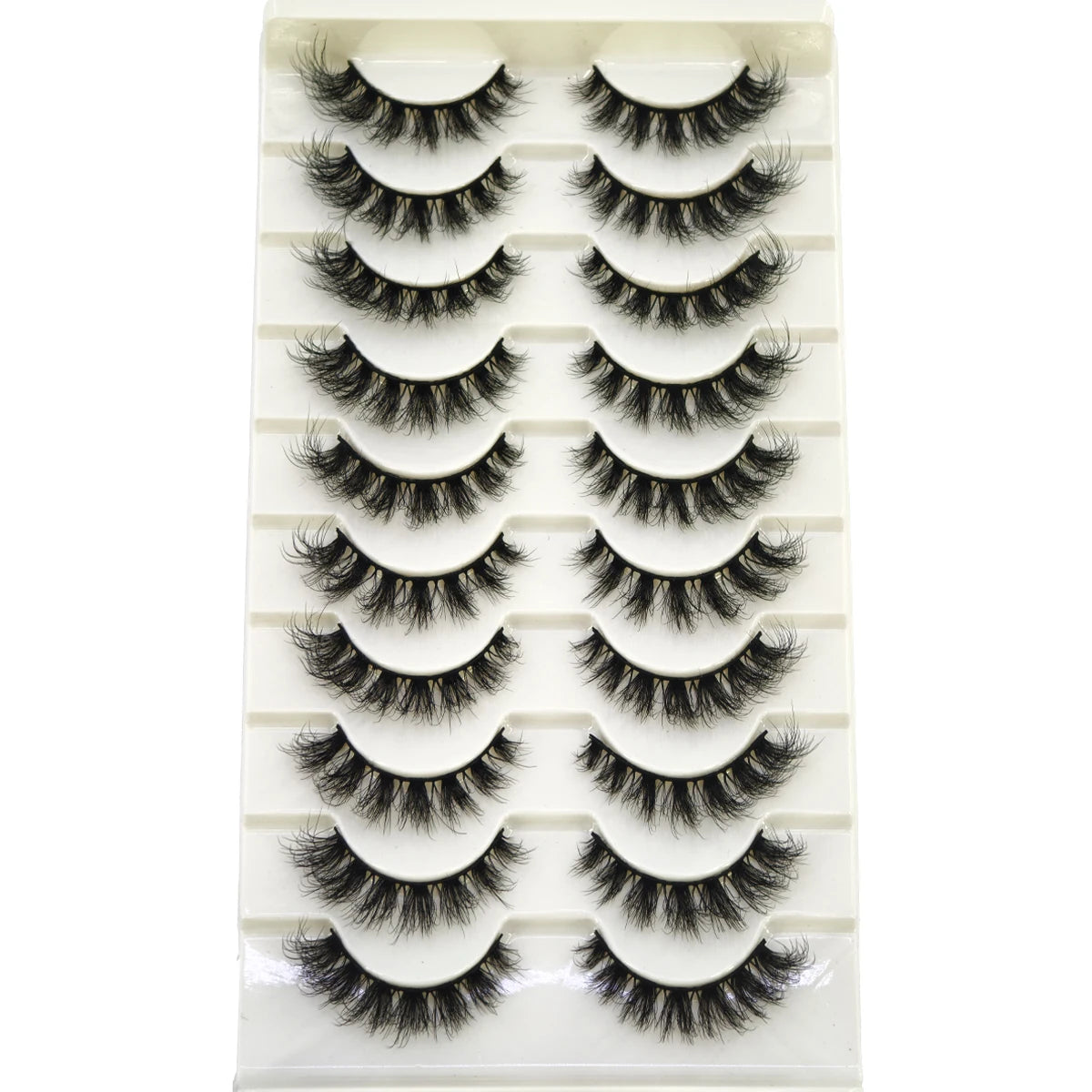 10 Pairs Fluffy Mink False Eyelashes - Natural Dramatic Look, Wispy & Long