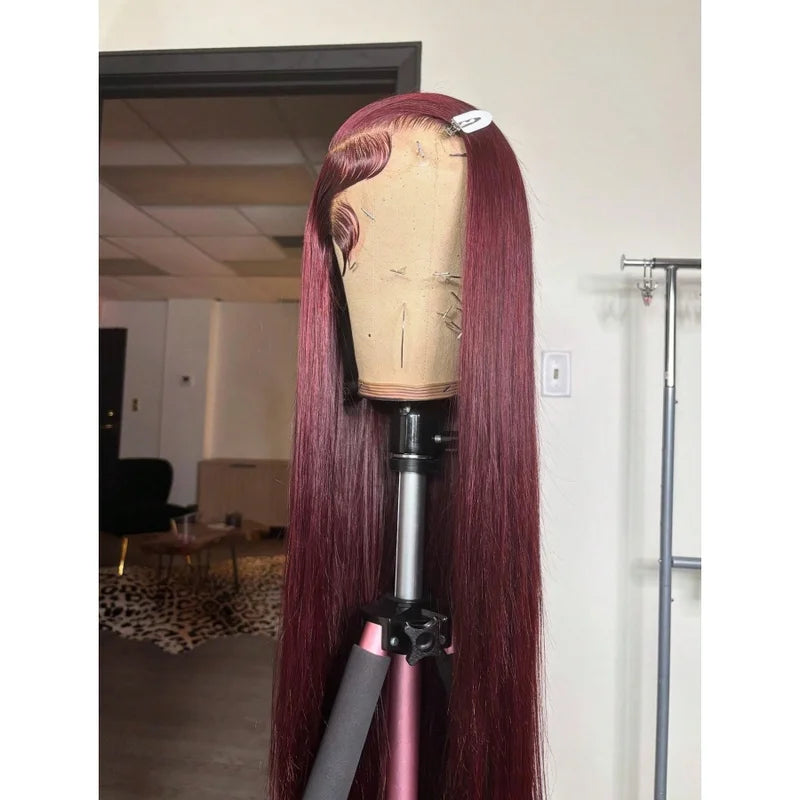 Burgundy Lace Front Wig 13x4 Straight 99J Colored Wigs with Baby Hair