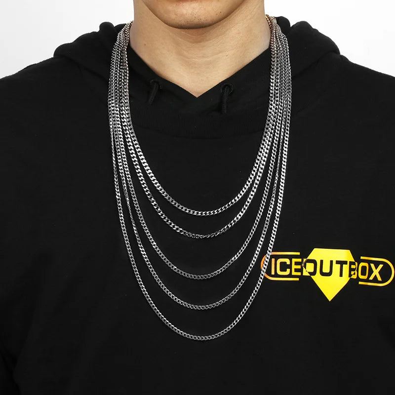 3mm Stainless Steel Rope Chain Necklace - Gold, Red-Brown & Length Variants