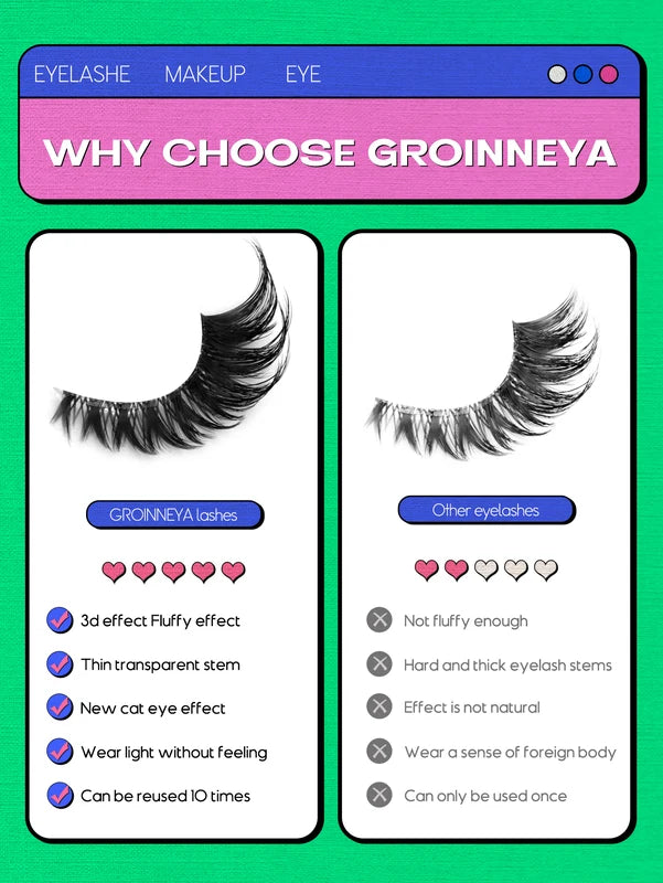 False Eyelashes Cat Eye Faux Mink Lash Natural Wispy Look Easy to Apply
