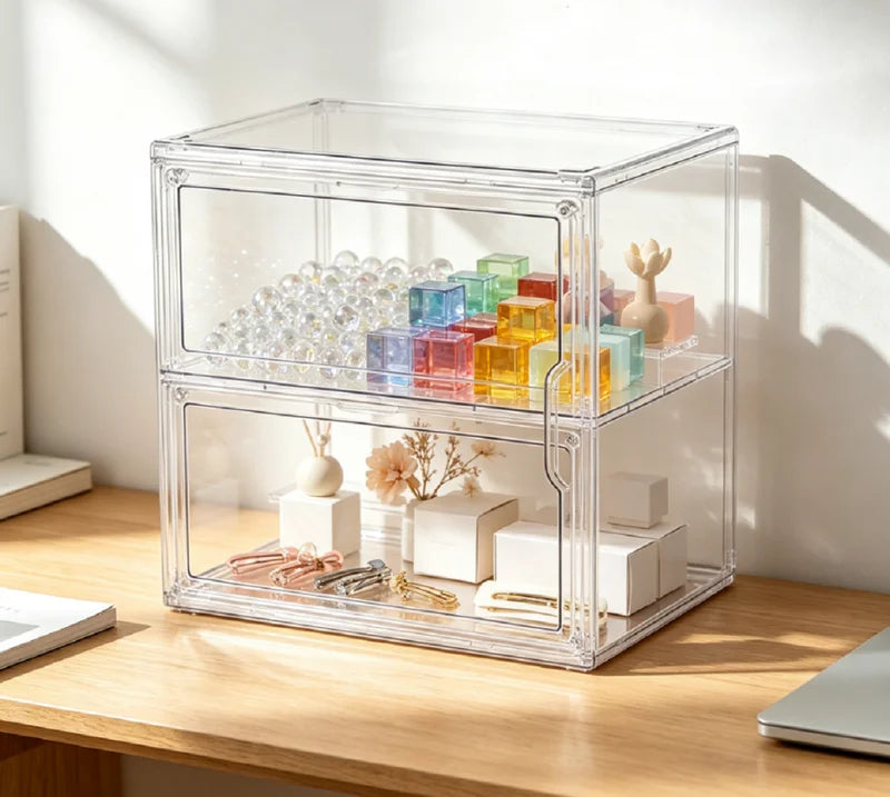 Clear Foldable Display Case for Collectibles Dustproof Storage Organizer Box