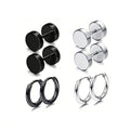 Men's and Women's Stainless Steel Hoop Earrings Set - Multiple Variations