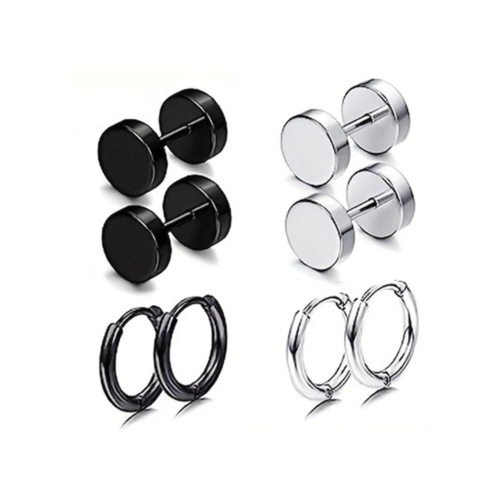 Men's and Women's Stainless Steel Hoop Earrings Set - Multiple Variations