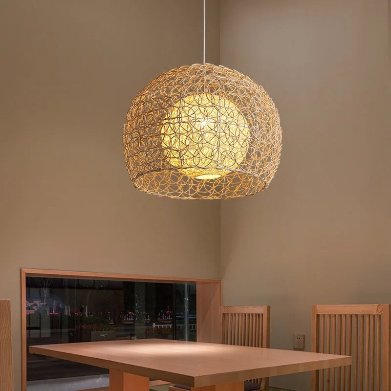 Rattan Pendant Light Fixture for Indoor Decoration | Rustic E27 Chandelier