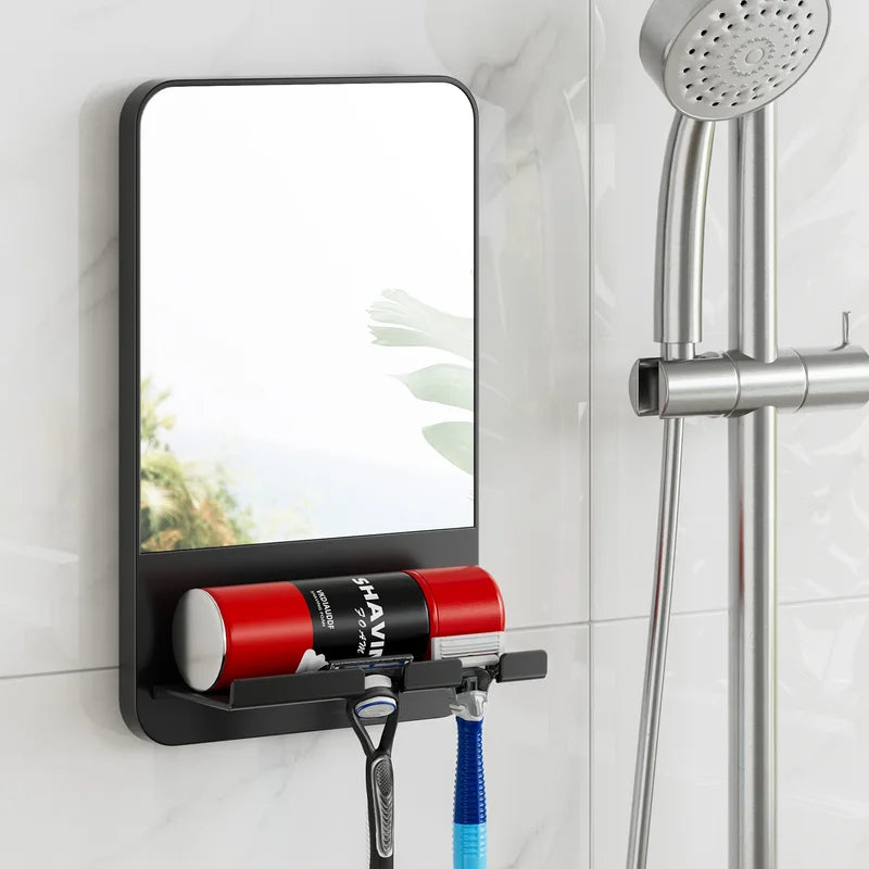 Fogless Shower Mirror with Razor Holder, Reusable Suction Bathroom Mirror